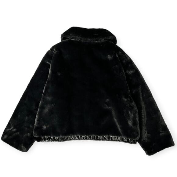 NEW Maeve SUPER SOFT Faux Fur Jacket Leather Trim SIZE XLP Petite Black NWOT - Picture 4 of 15